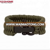 Survival Paracord Bracelet with Black Metal Shackle and Adjustable Size