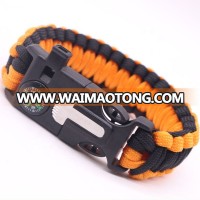 Multifunctional Emergency Survival Bracelet with Whistle Compass Firestarter Knife Paracord