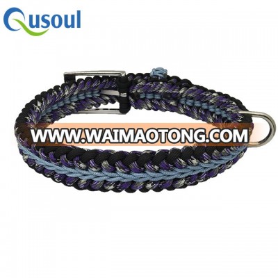 Purple Camo, Black, Blue, Free Size D Ring Noble Paracord Dog Collar , Male, Small, Puppy, XS