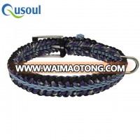 Purple Camo, Black, Blue, Free Size D Ring Noble Paracord Dog Collar , Male, Small, Puppy, XS