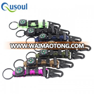 7 Strand 550lbs Paracord Keychain With Bottle Opener, Fire Start And Compass