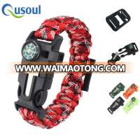 2017 new design free sample Survival Kit Rope Bottle opener Bracelet 5 In 1 Paracord 550