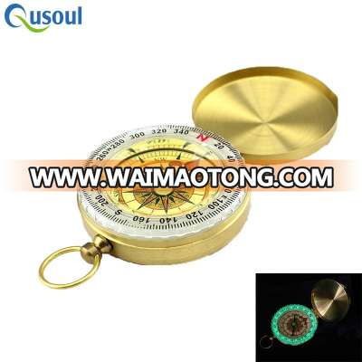 2018 Gold Color Outdoor Camping Pocket Keychain Fleur de Lis Brass Portable Compass for Hiking