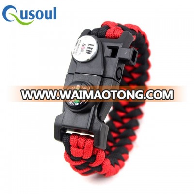 Material Flint And Steel Red Black Survival Bracelet Maker, Multifunctional Outdoor Survival Paracord Bracelet