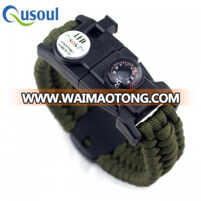 Survival Paracord Bracelet With SOS LED Light, 550 Grade Includes Firestarter, Compass, Rescue Whistle And Survival Tool card